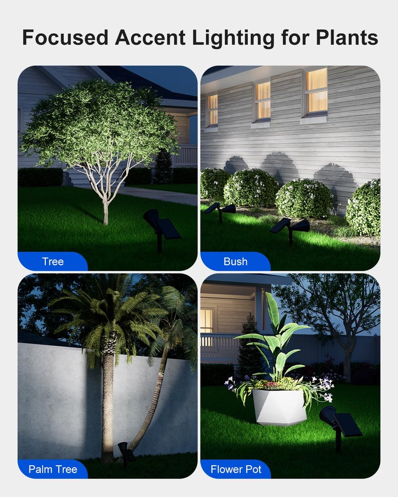 FALOVE Solar Spot Lights Outdoor Waterproof for Flag, Palm Tree, Pole, Sign, Statue, Mailbox, Bright LED Outside Landscape Flood Spotlights for Accent Uplighting Yard, Garden, House, Backyard, Patio - Image 5